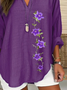 Women Floral Long Sleeve Blouse Spring/Fall Printing V Neck Daily Casual Top