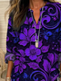 Women Floral Long Sleeve Blouse Spring/Fall Printing V Neck Daily Casual Top
