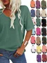Women Plain Short Sleeve Tee T-shirt V Neck Casual Summer Top