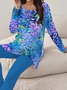 Women Floral Printing Two-Piece Set Daily Long Sleeve Casual Spring/Fall Top With Pants Matching Set