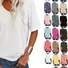 Women Plain Short Sleeve Tee T-shirt V Neck Casual Summer Top