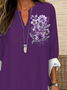 Women Floral Long Sleeve Blouse Spring/Fall Printing V Neck Daily Casual Top