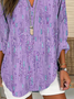 Women Abstract Long Sleeve Blouse Spring/Fall Printing V Neck Daily Casual Top