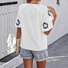Women Floral Half Sleeve Shirt Summer Embroidery V Neck Daily Casual Top