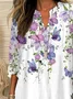 Women Floral Long Sleeve Blouse Spring/Fall Printing V Neck Daily Casual Top