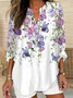 Women Floral Long Sleeve Blouse Spring/Fall Printing V Neck Daily Casual Top