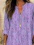 Women Abstract Long Sleeve Blouse Spring/Fall Printing V Neck Daily Casual Top