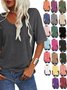 Women Plain Short Sleeve Tee T-shirt V Neck Casual Summer Top
