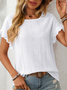 Women Geometric Short Sleeve Tee T-shirt Crew Neck Jacquard Casual Summer Top