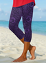 Women Floral Capris Elastic Waist Pants Casual Summer Trousers