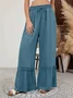 Women Plain Long Elastic Waist Pants Casual Spring/Fall Trousers