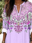 Women Floral Long Sleeve Blouse Spring/Fall Printing V Neck Daily Casual Top