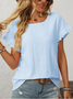 Women Geometric Short Sleeve Tee T-shirt Crew Neck Jacquard Casual Summer Top