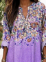 Women Floral Long Sleeve Blouse Spring/Fall Printing V Neck Daily Casual Top