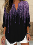 Women Abstract Long Sleeve Blouse Spring/Fall Printing V Neck Daily Casual Top