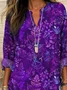 Women Floral Long Sleeve Blouse Spring/Fall Printing V Neck Daily Casual Top