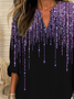 Women Abstract Long Sleeve Blouse Spring/Fall Printing V Neck Daily Casual Top