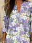 Women Floral Long Sleeve Blouse Spring/Fall Printing V Neck Daily Casual Top