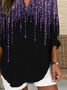 Women Abstract Long Sleeve Blouse Spring/Fall Printing V Neck Daily Casual Top