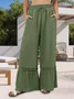 Women Plain Long Elastic Waist Pants Casual Spring/Fall Trousers
