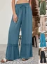 Women Plain Long Elastic Waist Pants Casual Spring/Fall Trousers