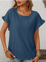 Women Geometric Short Sleeve Tee T-shirt Crew Neck Jacquard Casual Summer Top