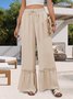 Women Plain Long Elastic Waist Pants Casual Spring/Fall Trousers