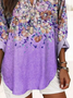 Women Floral Long Sleeve Blouse Spring/Fall Printing V Neck Daily Casual Top