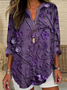 Women Floral Long Sleeve Blouse Spring/Fall Printing V Neck Daily Casual Top