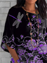 Women Floral Half Sleeve Tee T-shirt Crew Neck Casual Summer Top