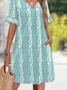 Women Striped Short Sleeve Summer Dress V Neck Daily Casual Midi Fit & Flare Dress A-Line Dress