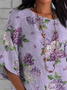 Women Floral Half Sleeve Tee T-shirt Crew Neck Casual Summer Top