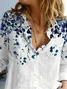 Women Floral Long Sleeve Shirt Spring/Fall Buckle Shirt Collar Daily Casual Top