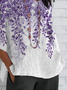 Women Floral Half Sleeve Tee T-shirt Crew Neck Casual Summer Top