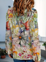 Women Floral Long Sleeve Shirt Spring/Fall Buckle Shirt Collar Daily Casual Top