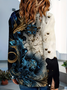 Women Floral Long Sleeve Shirt Spring/Fall Buckle Shirt Collar Daily Casual Top