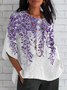 Women Floral Half Sleeve Tee T-shirt Crew Neck Casual Summer Top