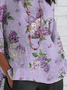 Women Floral Half Sleeve Tee T-shirt Crew Neck Casual Summer Top