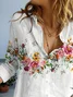 Women Floral Long Sleeve Shirt Spring/Fall Buckle Shirt Collar Daily Casual Top