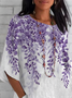Women Floral Half Sleeve Tee T-shirt Crew Neck Casual Summer Top