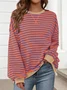 Women Striped Spring/Fall Long Sleeve Casual Daily Hoodie