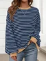 Women Striped Spring/Fall Long Sleeve Casual Daily Hoodie