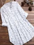 Women Floral Long Sleeve Shirt Spring/Fall Printing Stand Collar Daily Casual Top