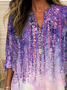 Women Abstract Long Sleeve Blouse Spring/Fall Printing V Neck Daily Casual Top