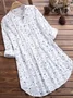 Women Floral Long Sleeve Shirt Spring/Fall Printing Stand Collar Daily Casual Top