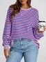Women Striped Spring/Fall Long Sleeve Casual Daily Hoodie