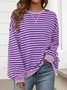 Women Striped Spring/Fall Long Sleeve Casual Daily Hoodie