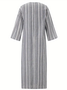 Women Striped Long Sleeve Spring/Fall Printing Dress U-Neck Daily Vintage Maxi Tank A-Line Dress