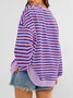 Women Striped Spring/Fall Long Sleeve Casual Daily Hoodie