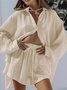 Women Plain Split Joint Two-Piece Set Daily Long Sleeve Casual Spring/Fall Top With Pants Matching Set